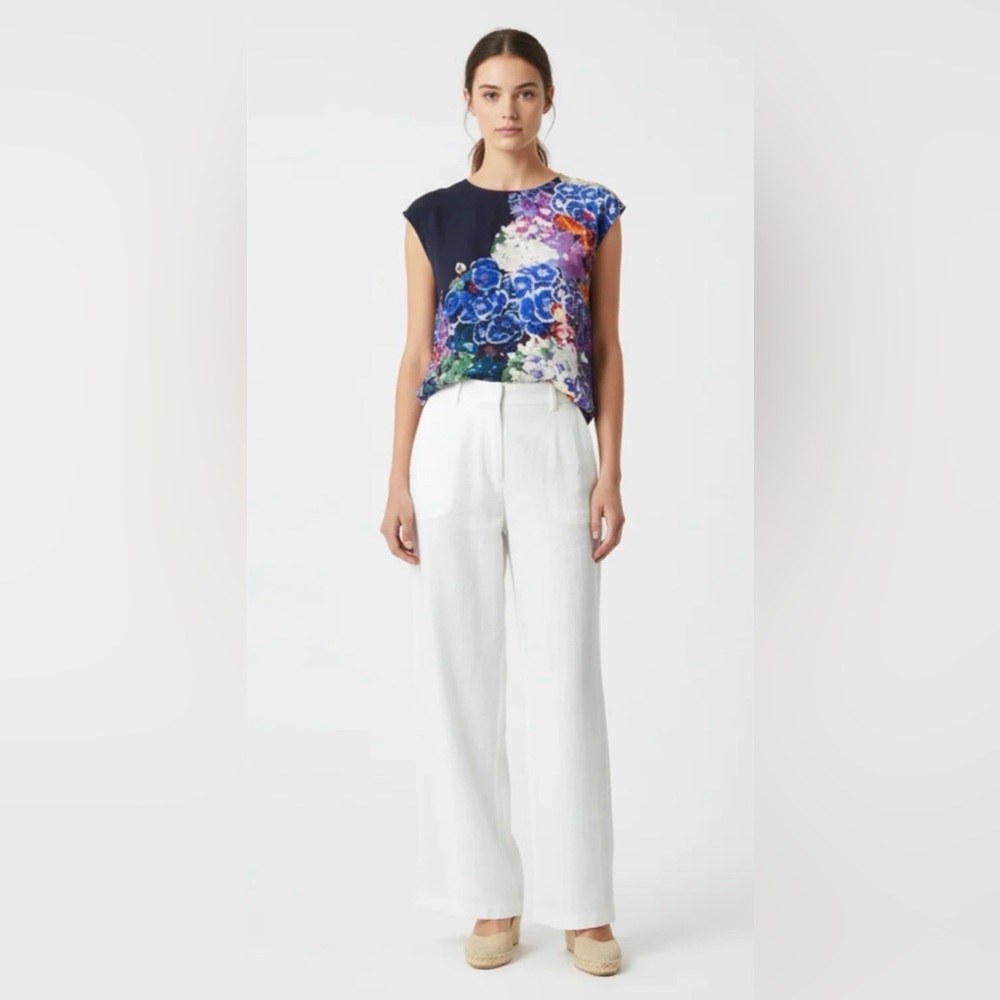 MAEVE by Anthropologie Watercolor Floral Silk Top